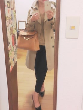 「エルメス」｜「アイテム（トレンチコート）」を使った、hibinoawa71さん（レディース・157cm）の秋コーディネート
