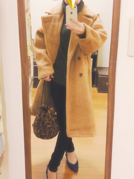 「JEANASIS（ジーナシス）のアイテム（チェスターコート）」を使った、hibinoawa71さん（レディース・157cm）の冬コーディネート