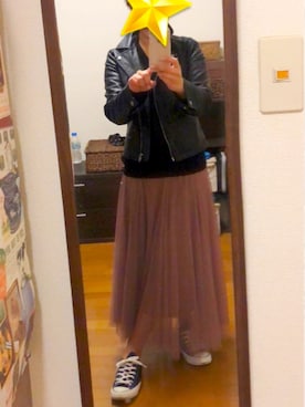 「KOBE LETTUCE（コウベレタス）のアイテム（ライダースジャケット）」を使った、hibinoawa71さん（レディース・157cm）の春コーディネート