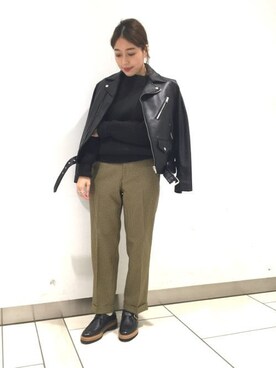 「JOURNAL STANDARD（ジャーナルスタンダード）のアイテム（ライダースジャケット）」を使った、JOURNAL STANDARD吉祥寺LADY'S スタッフさん（レディース・156cm）の秋コーディネート