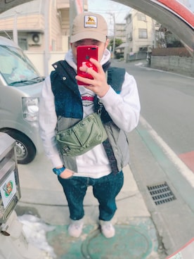 「Reebok（リーボック）のアイテム（ダウンベスト）」を使った、KAZUYOさん（メンズ・167cm）の冬コーディネート