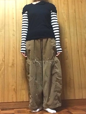 「tricot COMME des GARCONS（トリココムデギャルソン）のアイテム（レッグウェア）」を使った、Meg Iwamotoさん（レディース・163cm）の冬コーディネート