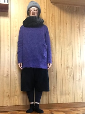 「tricot COMME des GARCONS（トリココムデギャルソン）のアイテム（レッグウェア）」を使った、Meg Iwamotoさん（レディース・163cm）の冬コーディネート