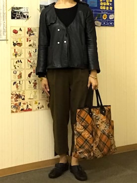 「SUPP. no one else （サップノーワンエルス）のアイテム（ジャケット/アウター）」を使った、Meg Iwamotoさん（レディース・163cm）の秋コーディネート