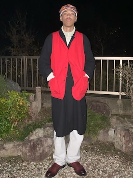 「Y's（ワイズ）のアイテム（ステンカラーコート）」を使った、Meg Iwamotoさん（レディース・163cm）の冬コーディネート