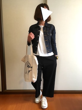 「YAECA」｜「アイテム（デニムジャケット）」を使った、Umechiさん（レディース・148cm）の春コーディネート