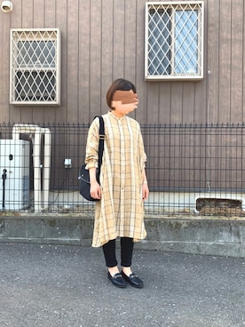 「R&D.M.Co OLDMAN’S TAILOR（オールドマンズテイラー）のアイテム（ワンピース/ドレス）」を使った、Umechiさん（レディース・148cm）の春コーディネート