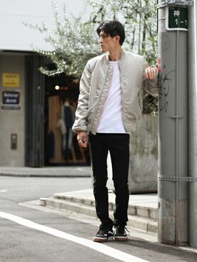 「417 by EDIFICE」｜「アイテム（MA-1）」を使った、MITTYさん（メンズ・176cm）の秋コーディネート