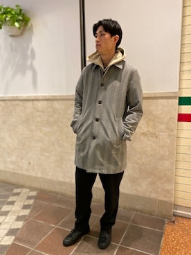 「417 EDIFICE」｜「アイテム（ステンカラーコート）」を使った、MITTYさん（メンズ・176cm）の冬コーディネート
