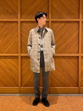 「417 EDIFICE（フォーワンセブンエディフィス）のアイテム（ステンカラーコート）」を使った、MITTYさん（メンズ・176cm）の春コーディネート