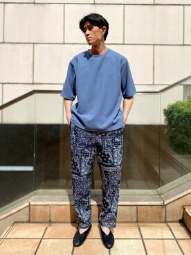 「バンダナ」｜「アイテム（スリッポン）」を使った、MITTYさん（メンズ・176cm）の夏コーディネート