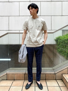 「417 EDIFICE（フォーワンセブンエディフィス）のアイテム（スリッポン）」を使った、MITTYさん（メンズ・176cm）の夏コーディネート