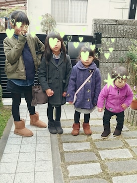 「BRANSHES（ブランシェス）のアイテム（チェスターコート）」を使った、himasayoさん（キッズ・110cm）の冬コーディネート