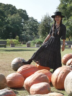 「ドットワンピ」｜「アイテム（アナログ腕時計）」を使った、YUUKIさん（レディース・159cm）の秋コーディネート