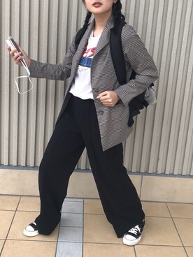 「OZOC（オゾック）のアイテム（ジャケット/アウター）」を使った、Limi さん（レディース・159cm）の春コーディネート