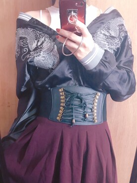 「ひざ丈スカート」｜「アイテム（ジャケット/アウター）」を使った、AyaNoさん（レディース・157cm）の冬コーディネート