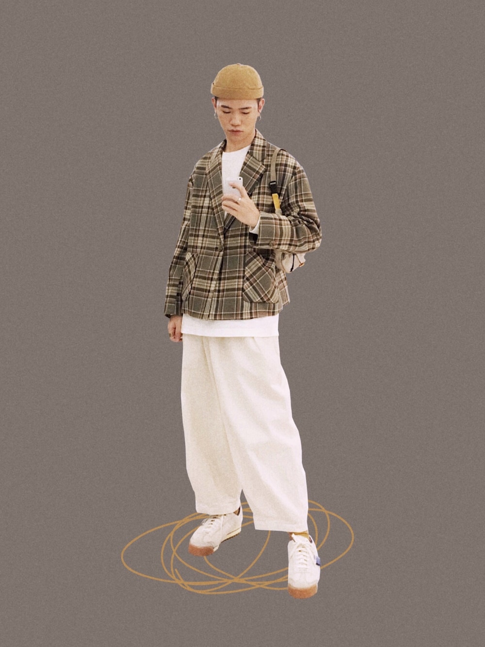 「ootd、UNIQLO U、PUMA、mix and match、plain-me」｜「plain-meのアイテム（スーツジャケット、ベージュ系）」を使った、威蒿 weiさん（メンズ・175cm）の冬コーディネートの1枚目の写真