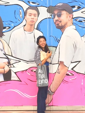 「アイテム（タンクトップ、ブルー系）」を使った、ちさととさほさん（レディース・166cm）の夏コーディネート