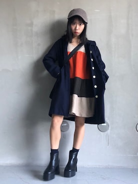 「ニットワンピース」｜miuさん（レディース・150cm）の秋コーディネート