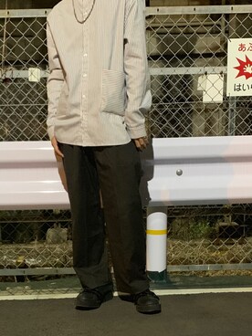 「usedのアイテム（シャツ/ブラウス、ホワイト系）」を使った、ゆーたさん（メンズ・171cm）の秋コーディネート