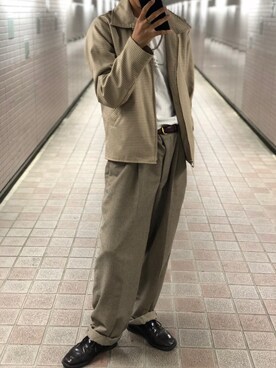 「usedのアイテム（パンツ、ベージュ系）」を使った、ゆーたさん（メンズ・171cm）の秋コーディネート