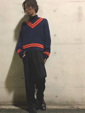「HARE（ハレ）のTRWワイドパンツ(HARE)（その他パンツ、ブラック系）」を使った、ゆーたさん（メンズ・171cm）の秋コーディネート