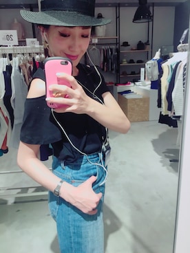 「fifth（フィフス）のアイテム（帽子）」を使った、Asami Shigetaさん（レディース・158cm）の春コーディネート