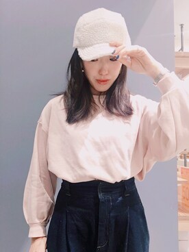 「アパレルスタッフ」｜「アイテム（キャップ）」を使った、Asami Shigetaさん（レディース・158cm）の冬コーディネート