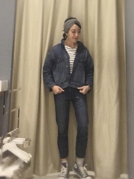 「アパレルスタッフ」｜「アイテム（デニムジャケット）」を使った、Asami Shigetaさん（レディース・158cm）の春コーディネート