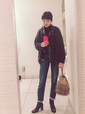 Asami Shigetaさん（レディース・158cm）の冬コーディネート