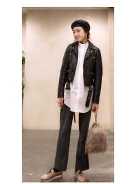 「アパレルスタッフ」｜「アイテム（ハンチング/ベレー帽）」を使った、Asami Shigetaさん（レディース・158cm）の冬コーディネート