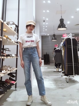 「アパレルスタッフ」｜「アイテム（キャスケット）」を使った、Asami Shigetaさん（レディース・157cm）の夏コーディネート