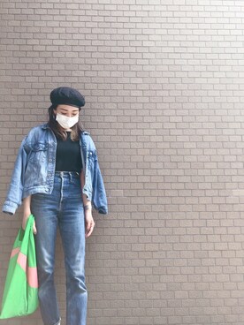 「アパレルスタッフ」｜「アイテム（デニムジャケット）」を使った、Asami Shigetaさん（レディース・158cm）の春コーディネート