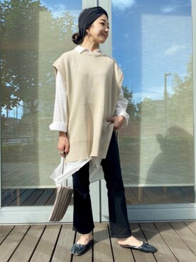 「アパレルスタッフ」｜「アイテム（シャツワンピース）」を使った、Asami Shigetaさん（レディース・158cm）の秋コーディネート