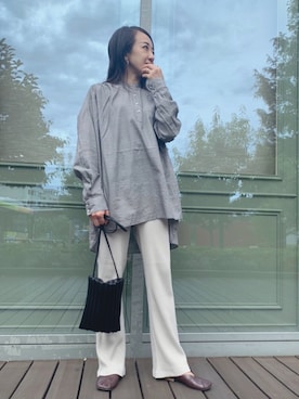 「リブニットパンツ」｜Asami Shigetaさん（レディース・158cm）の秋コーディネート