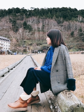 「ZARA（ザラ）のアイテム（ダウンジャケット/コート、グレー系）」を使った、xu1129さん（レディース・166cm）の秋コーディネート