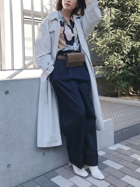 「BEAMS（ビームス）のアイテム（デニムパンツ、ブルー系）」を使った、xu1129さん（レディース・166cm）の冬コーディネート