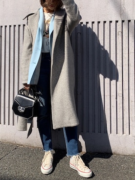「CONVERSE（コンバース）のアイテム（スニーカー、ベージュ系）」を使った、xu1129さん（レディース・166cm）の春コーディネート
