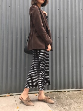 「ZARA（ザラ）のアイテム（テーラードジャケット、ブラウン系）」を使った、xu1129さん（レディース・166cm）の春コーディネート
