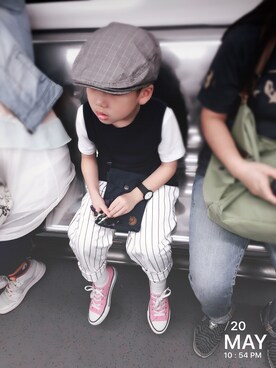 「アイテム（腕時計、ホワイト系）」を使った、Seanさん（キッズ・110cm）の春コーディネート