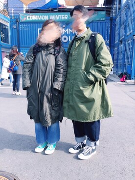 「UNIQLOU」｜「アイテム（ミリタリージャケット）」を使った、Seanさん（メンズ・174cm）の冬コーディネート