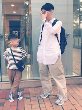 「アイテム（腕時計、ホワイト系）」を使った、Seanさん（キッズ・110cm）の春コーディネート