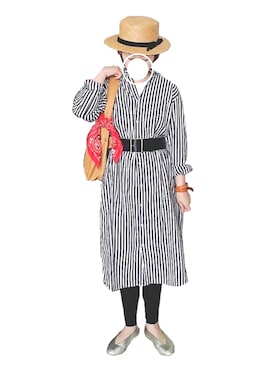「BEAMS BOY（ビームスボーイ）のBEAMS BOY / ストライプ B.D. シャツワンピース（シャツワンピース）」を使った、Chii🌈さん（レディース・155cm）の春コーディネート