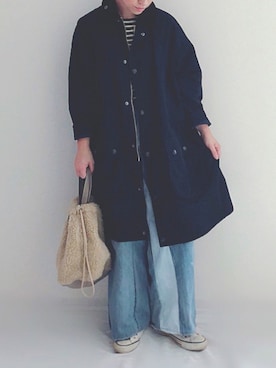 「リメイクデニム」｜「アイテム（その他アウター）」を使った、Chii🌈さん（レディース・155cm）の秋コーディネート