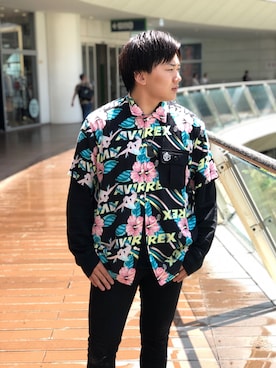 「レーヨンシャツ」｜れーやさん（メンズ・176cm）の春コーディネート