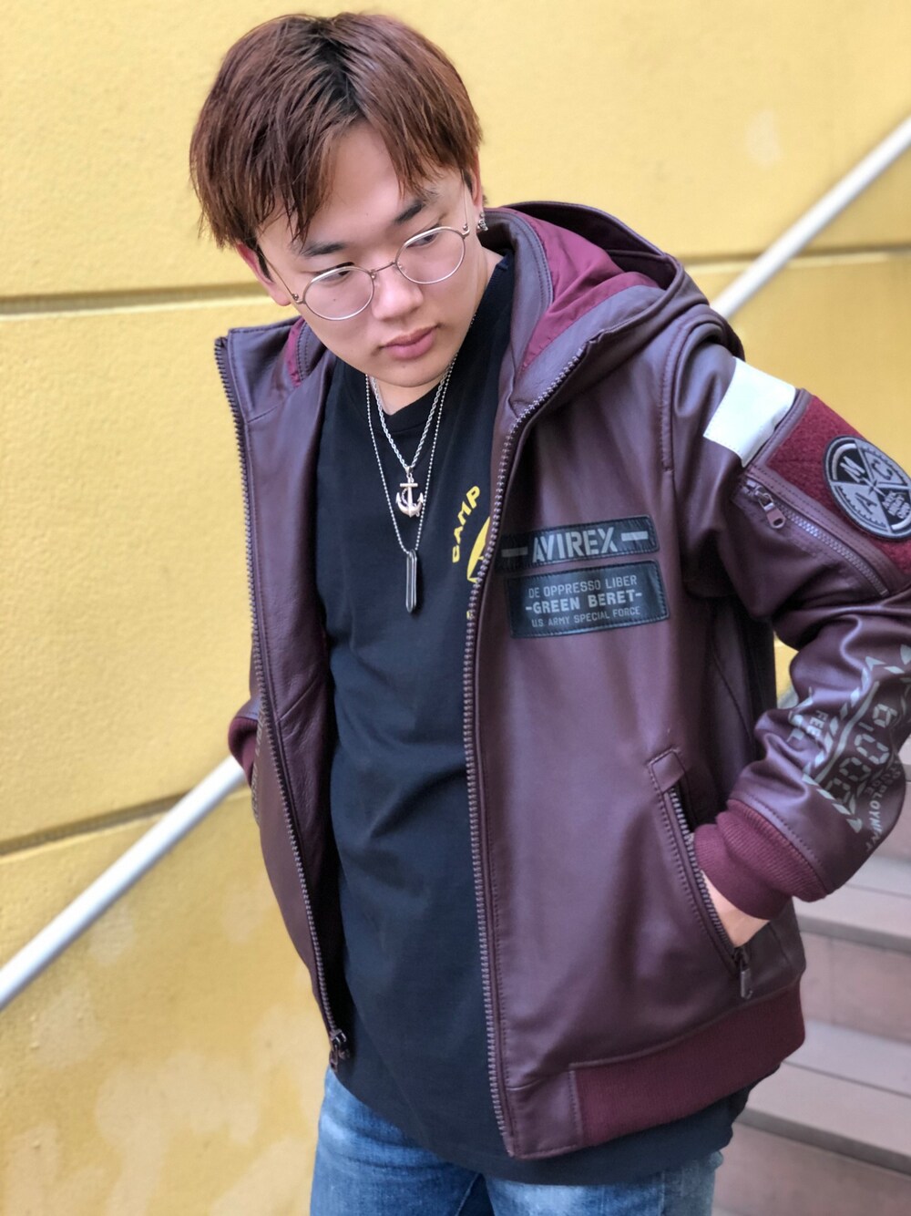 Avirex Military Camp/レザー フーディー HALO XXL レザー フーディー ハロ/LEATHER HOODIE HALO【Avirex Military Camp