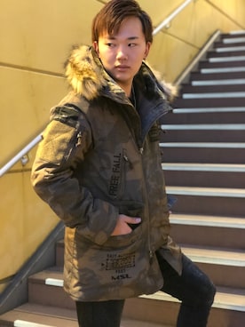 「アイテム（ミリタリージャケット）」を使った、れーやさん（メンズ・176cm）の秋コーディネート