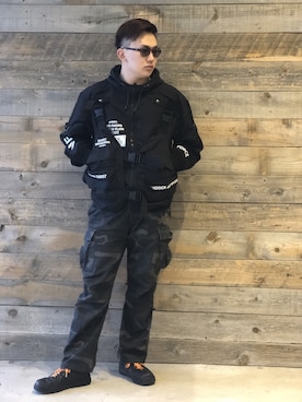 「アイテム（ミリタリージャケット）」を使った、れーやさん（メンズ・176cm）の冬コーディネート