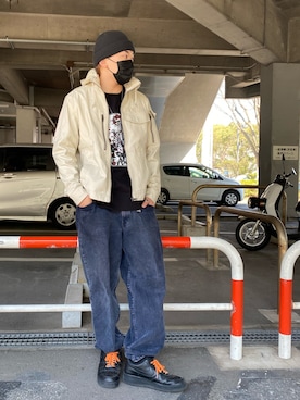 「アイテム（ミリタリージャケット）」を使った、れーやさん（メンズ・176cm）の冬コーディネート