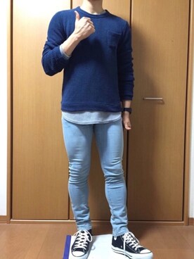 「RAGEBLUE（レイジブルー）の＜トレンドのロング丈＞ワッフルロングカットソー/733404（Tシャツ/カットソー）」を使った、GENさん（メンズ・170cm）の春コーディネート